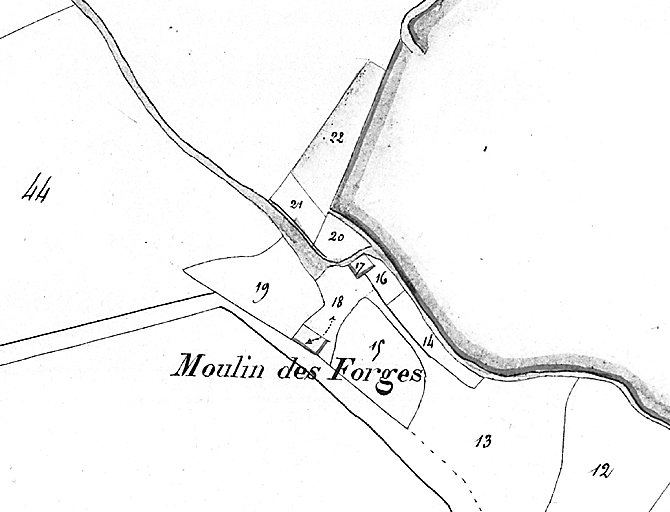 Plan cadastral, 1825 : Moulin des Forges.
