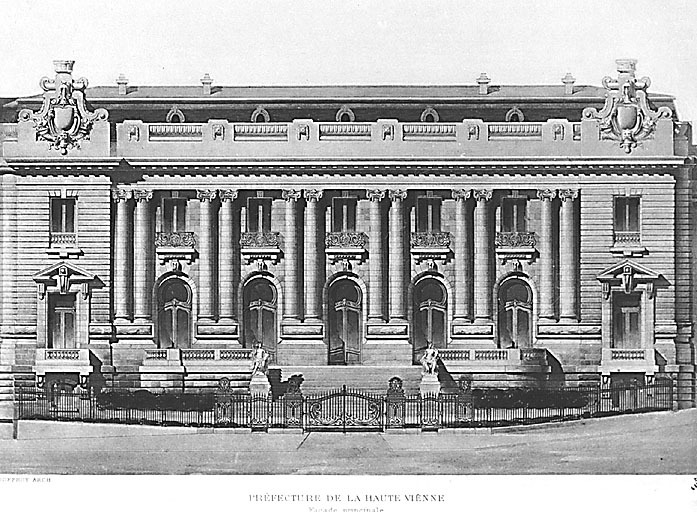 Elévation de la façade principale par l'architecte Jules Godefroy.