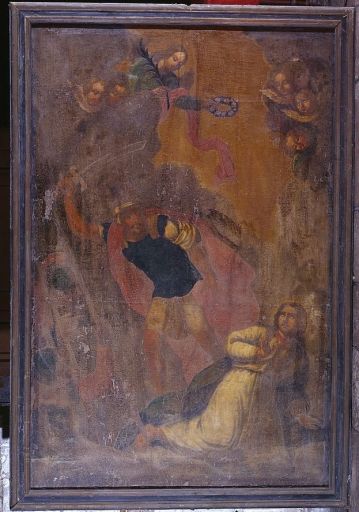 Tableau, cadre : le Martyre d'une sainte (sainte Cécile ?)