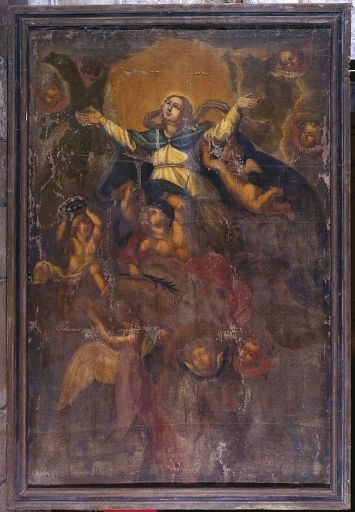 Tableau, cadre : le ravissement d'une sainte (sainte Cécile ?)