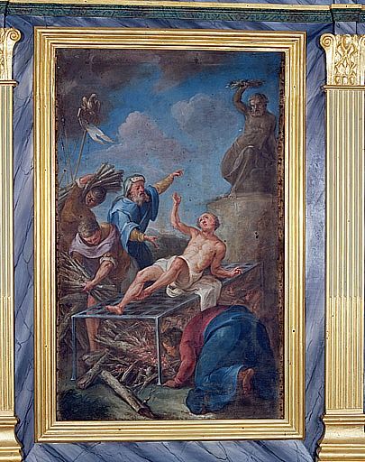 Tableau : le Martyre de saint Laurent (retable de la chapelle du Sacré-Coeur)