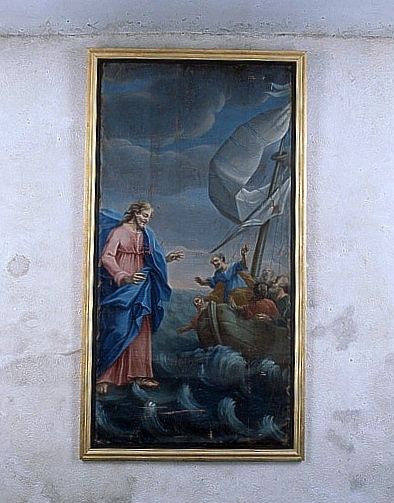 Tableau : Jésus marchant sur les eaux (ensemble du décor intérieur)