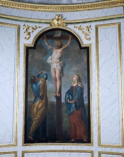 Tableau : le Calvaire (lambris de revêtement de la chapelle Notre-Dame-de-Pitié)