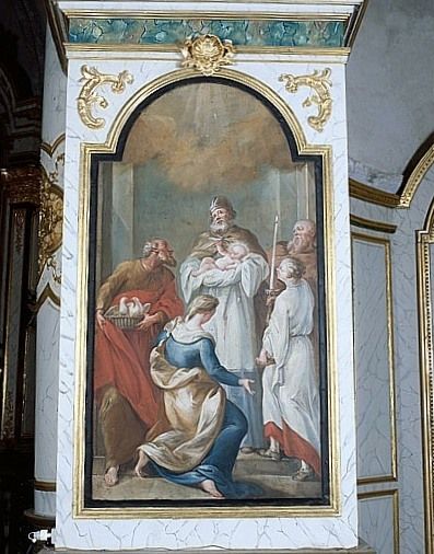 Tableau : la Présentation de Jésus au Temple, ou la Purification de la Vierge (lambris de revêtement du décor de choeur)