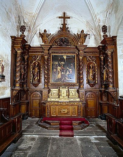 Retable du maître-autel, tableau : l'Adoration des Mages (ensemble du décor de choeur)