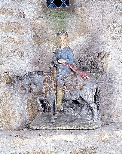 Groupe sculpté (statuette) : Saint Martin partageant son manteau avec le pauvre