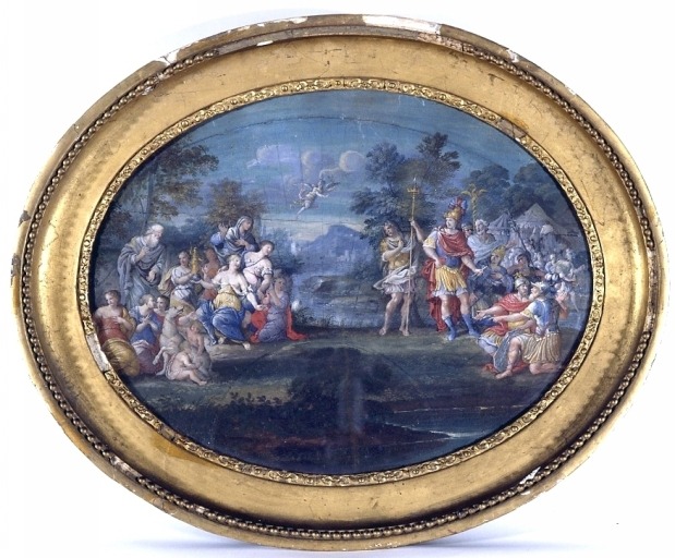 Vue générale avec le cadre et la vitre de protection, avant restauration.