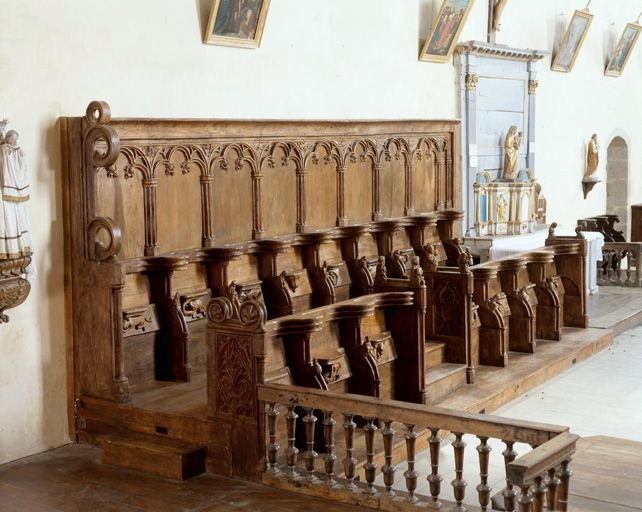Groupe des stalles sud, vues depuis le maître-autel. - (c) Région Nouvelle-Aquitaine, Inventaire général du patrimoine culturel