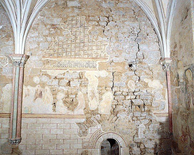 Mur nord de la 5e travée. Scène lacunaire : évêque.