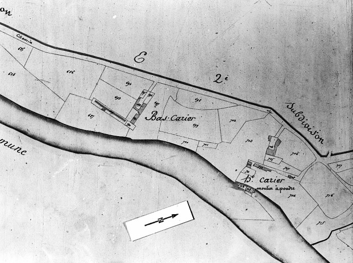 Plan cadastral, 1812, section E4, parcelles 703, 709 à 714.