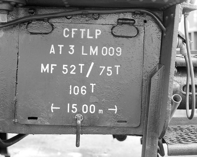 Plaque d'immatriculation de la voiture B 9 54650 LM 009, sur le flanc droit.