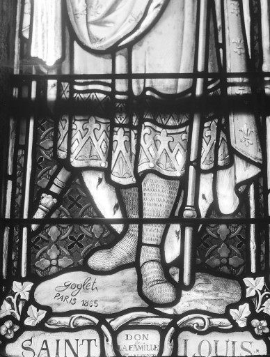Détail de la signature aux pieds de saint Louis.