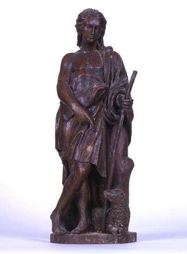 Statuette du tabernacle : premier saint Jean-Baptiste, vue de face. - (c) Région Nouvelle-Aquitaine, Inventaire général du patrimoine culturel