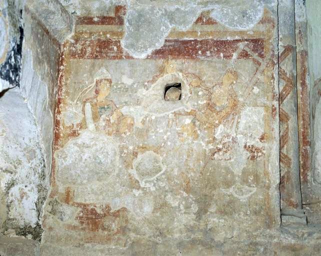 2e travée du bas-côté nord, mur nord, côté ouest de la fenêtre : détail du martyre de sainte Agathe.