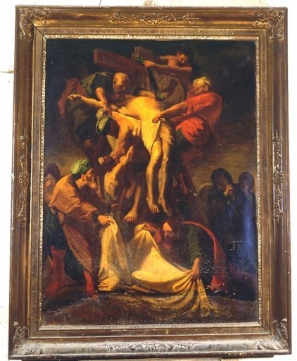 Vue d'ensemble, tableau et cadre (la peinture est très sombre et à peu près indiscernable).