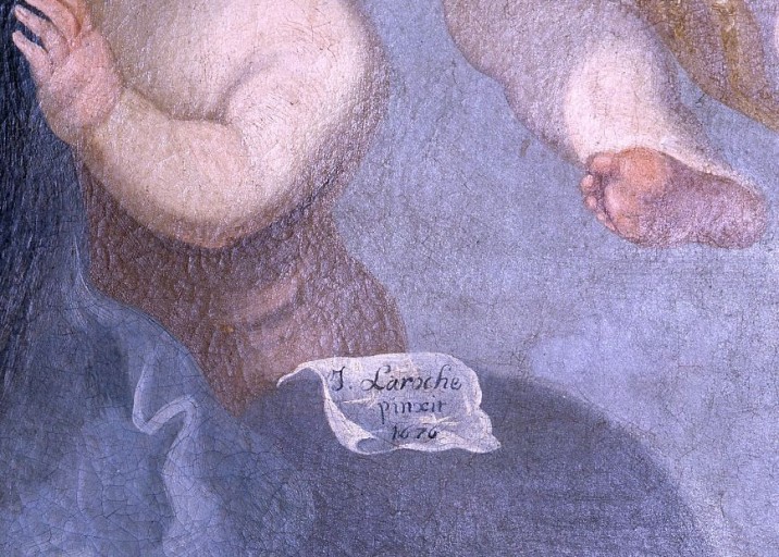 Détail de la signature : J Laroche pinxit 1676.