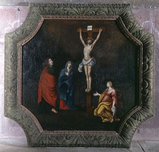 Tableau, cadre : Calvaire avec sainte Madeleine