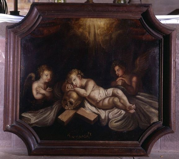Tableau et cadre : le sommeil de l'Enfant Jésus