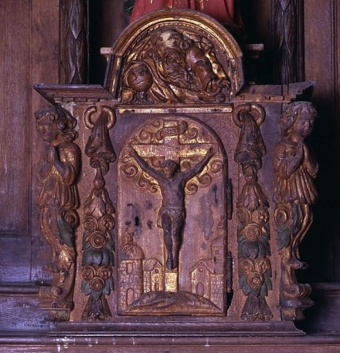 Autel, gradins d'autel, tabernacle, retable et statue de saint Pierre (autel de saint Pierre)