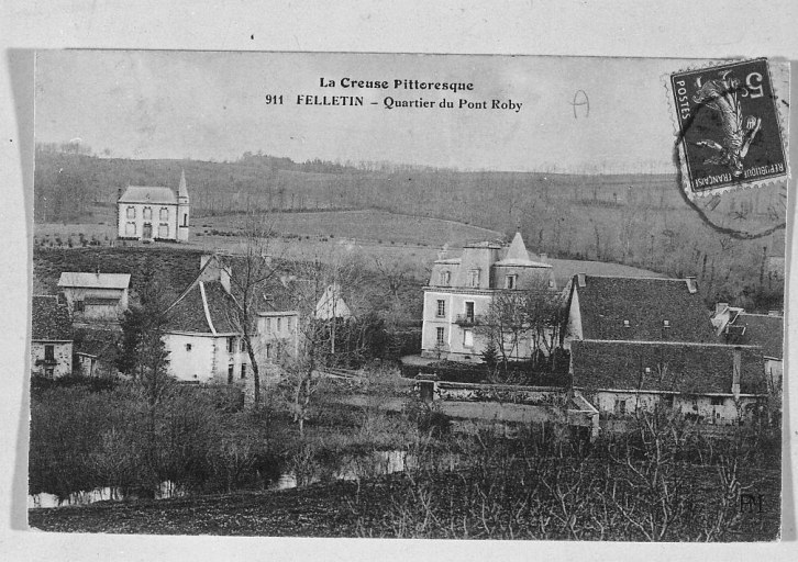 Vue des bords de la Creuse, depuis le quartier du Pont-Roby, situé sur la rive droite de la Creuse, à Felletin