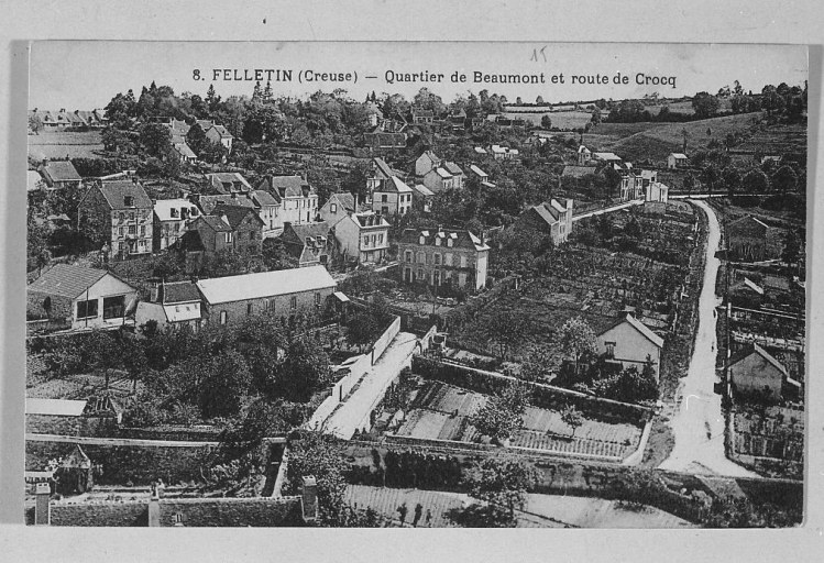 Vue de la partie est de la ville montrant la route de Crocq et l'avenue Joffre.