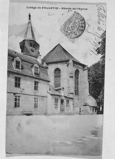 Vue, depuis la cour du collège du chevet polygonal de l'église.