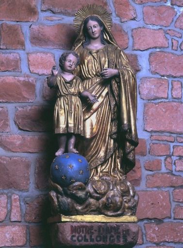 Groupe sculpté et son dais : Vierge à l'Enfant dite Notre-Dame des Victoires, dite aussi Notre-Dame de Collonges