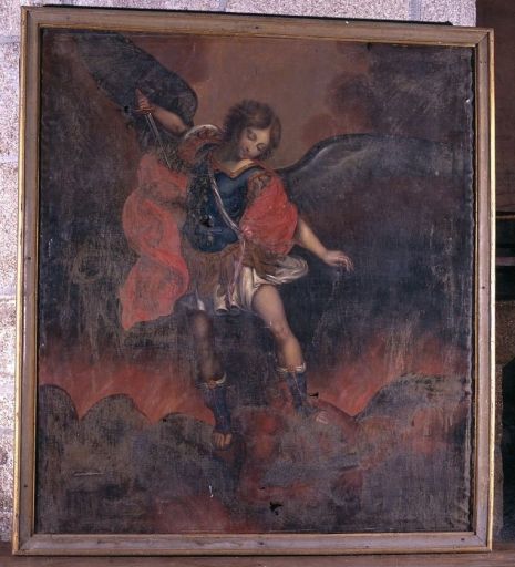 Tableau et cadre : saint Michel terrassant le démon