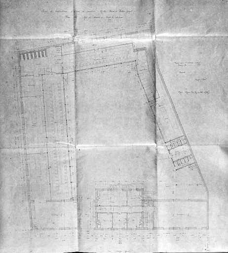 'Projet de construction d'ateliers de peinture - MM Bawo et Dotter prop. - rue Grange Garat à Limoges - Plan du rez-de-chaussée'.
