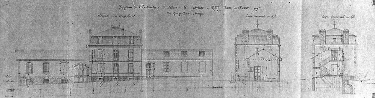 'Projet de construction d'ateliers de peinture - MM Bawo et Dotter prop. - rue Grange Garat à Limoges - Façade rue Grange Garat'.