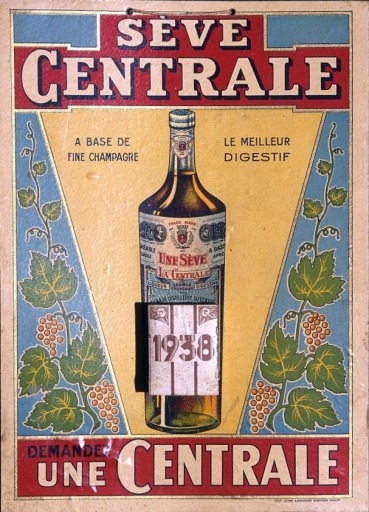 Calendrier publicitaire pour l'apéritif 'La Sève Centrale' de 1938 (26 x 36 cm, imprimerie lithographique Limousine, Limoges et Paris).