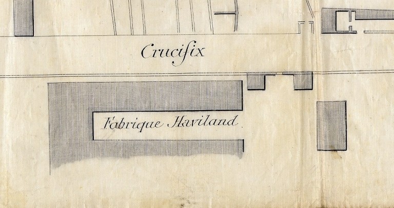 Plan masse partiel des ateliers de l'usine de porcelaine Haviland en 1873.