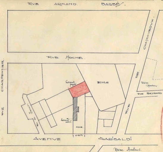 'Propriété Lalet - avenue Garibaldi à Limoges'. Plan masse du site en 1932.