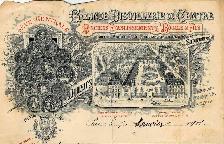 Représentation de la distillerie vers 1900.