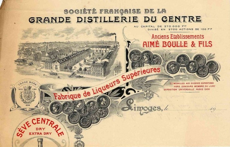 Représentation de la distillerie vers 1900.