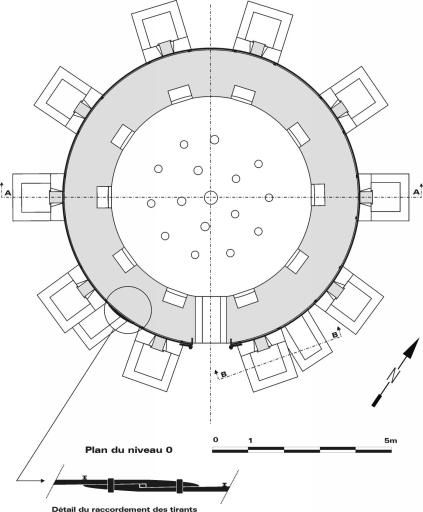 Plan du four à porcelaine au niveau de la sole du laboratoire.