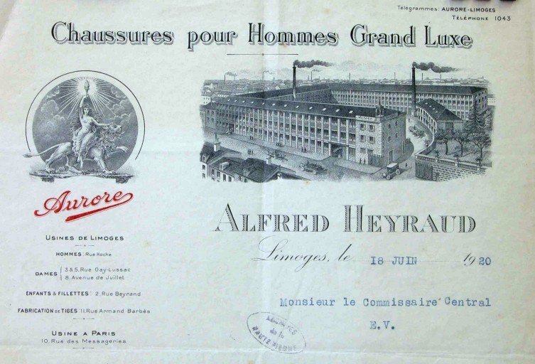 Papier à en-tête de l'usine Alfred Heyraud.