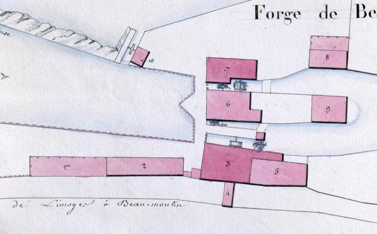 Plan masse de la forge en 1835.