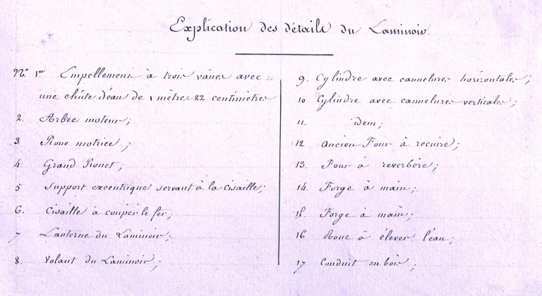 Plans du laminoir en 1835, légende : 'Plan horizontal et vertical du laminoir sous le n° 3 du plan général'.