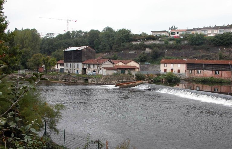Vue générale du site depuis la rive gauche de la Vienne (Moulin de la Garde).