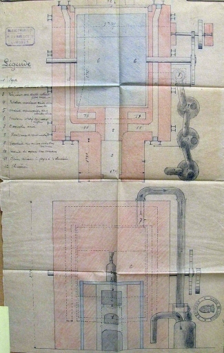 Plan de la machine à carboniser, 1922.