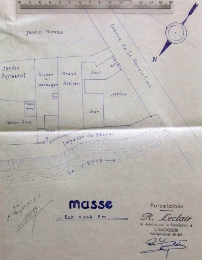 Plan masse de l'usine en 1957.