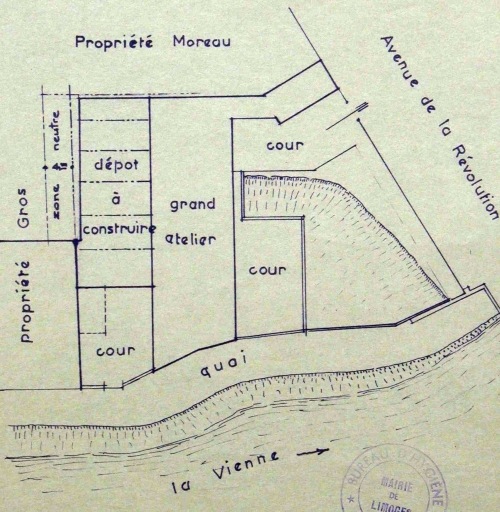Plan masse de l'usine en 1959 extrait de : 'M. Leclair - Porcelaines - Construction d'un dépôt de porcelaine - Masse'.