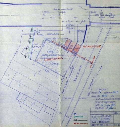 Plan masse de l'usine en 1972 : 'Ets Leclair - Limoges - Plan d'ensemble - Plan n° 01'.