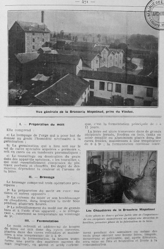Vue de la brasserie Mapataud vers 1921.