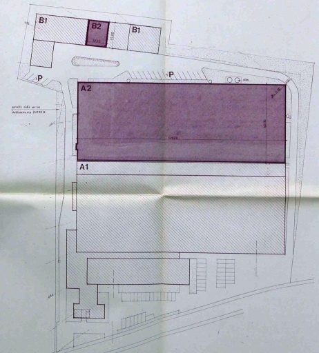Plan masse de l'usine pour la construction de l'usine 2 (indiquée en A2) en 1973 : 'C.E.C. - Usine de Limoges - Magré - Plan de situation et de masse'.
