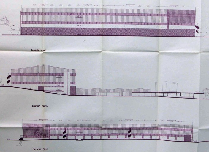 Façades de l'usine 2 réalisée en 1973 : 'C.E.C. - Usine de Limoges - Magré - Plan des façades'.