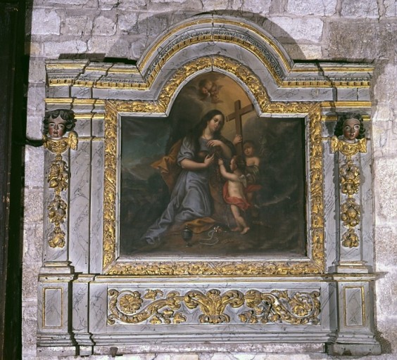 Panneau de retable et son tableau d'autel : sainte Marie-Madeleine. Vue d'ensemble.