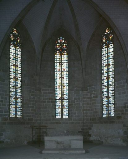 Choeur. Vue d'ensemble des trois verrières. Baies 0, 1, 2.