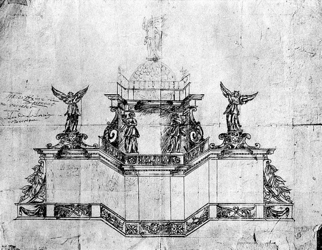 Projet pour le tabernacle de Pionnat par Claude Le Lorrain en 1684.